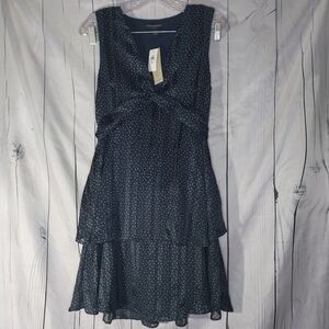Banana Republic Pleated Tiered Sleeveless Polka Dot Dress NWT